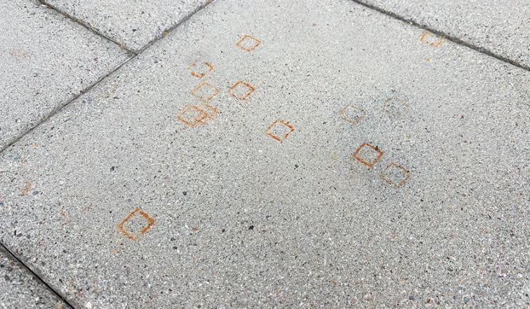 Terrassenplatten mit Rostflecken