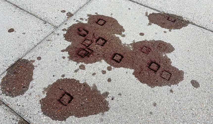 Terrassenplatten mit Rostflecken